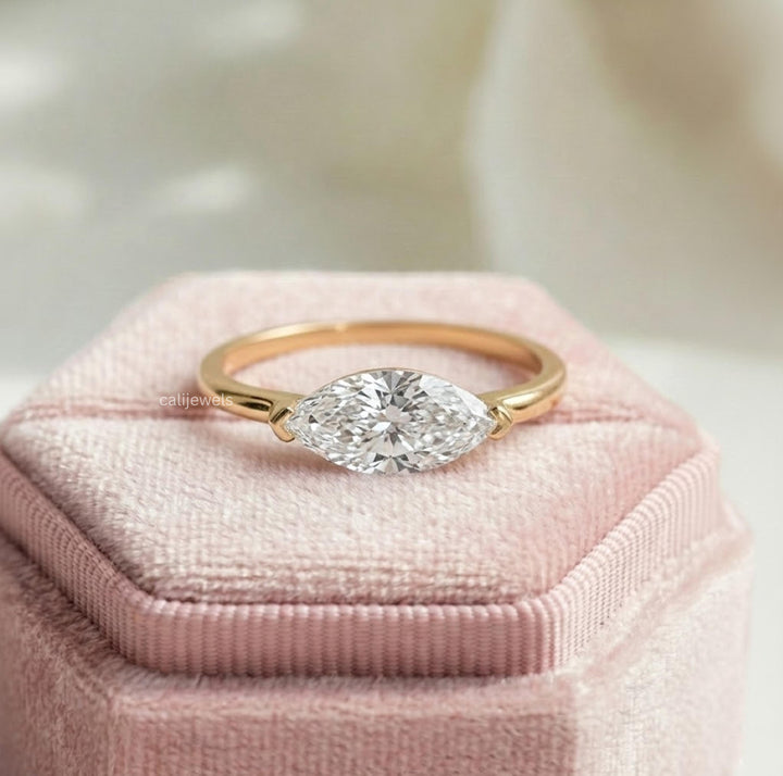 Marquise Cut Lab Diamond East - West Solitaire Ring