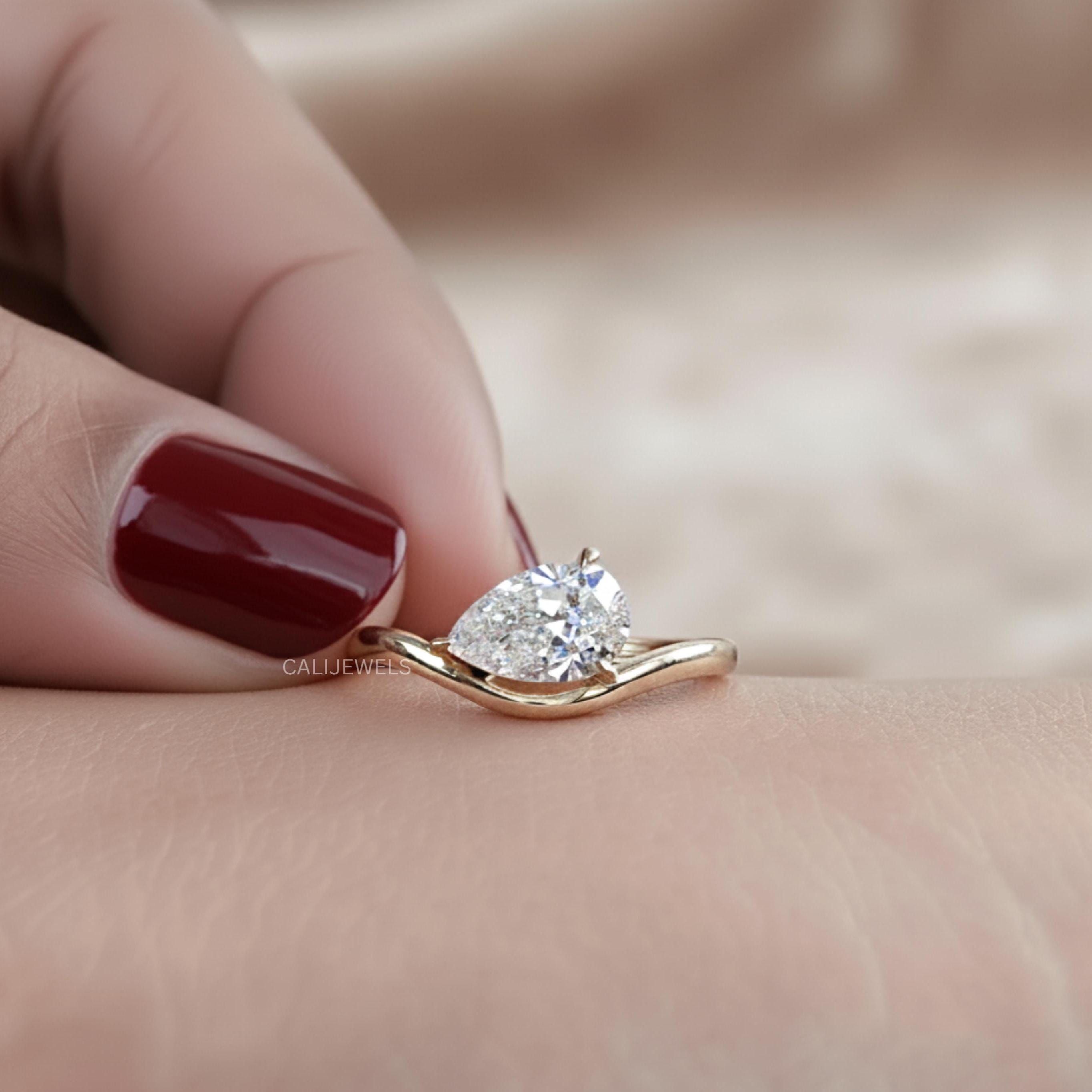 Pear Cut Lab Grown Diamond Pinky Ring