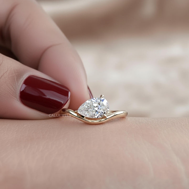 Pear Cut Lab Grown Diamond Pinky Ring