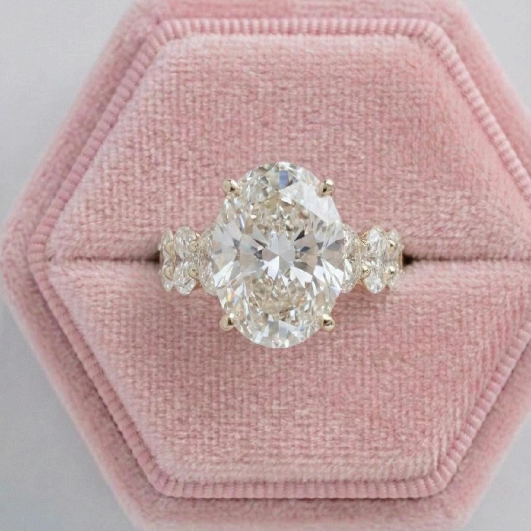 Oval Cut Lab Diamond Solitaire Engagement Ring