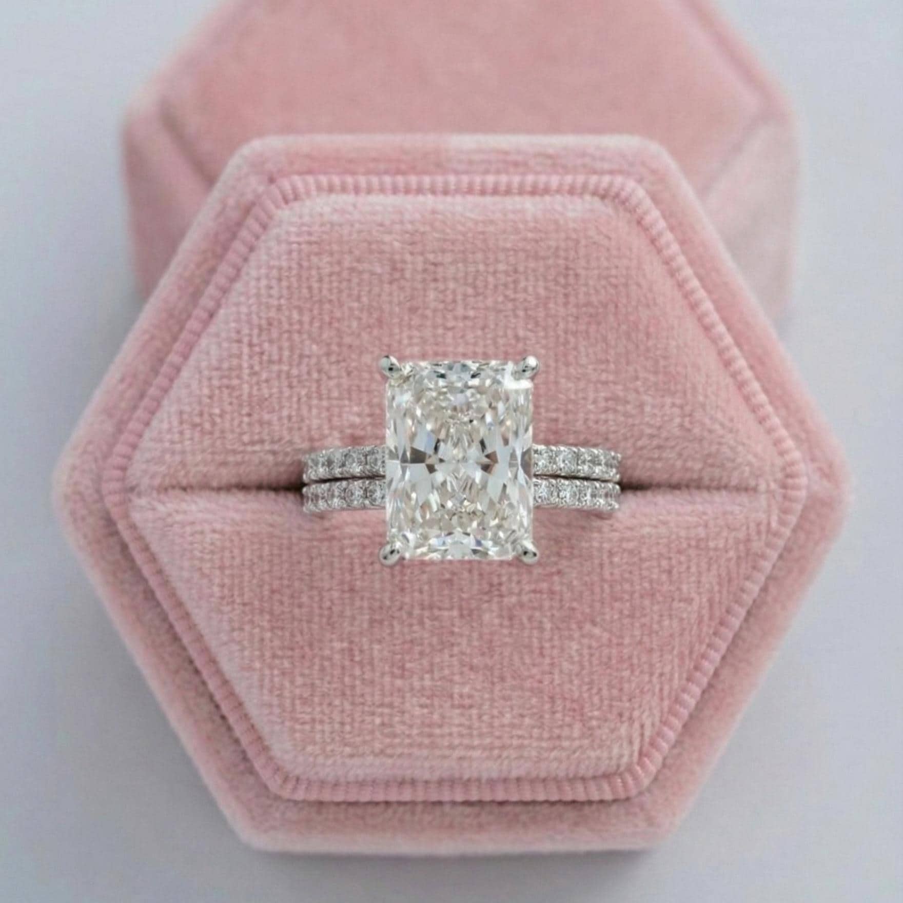 Radiant Cut Lab Diamond Wedding Ring Set