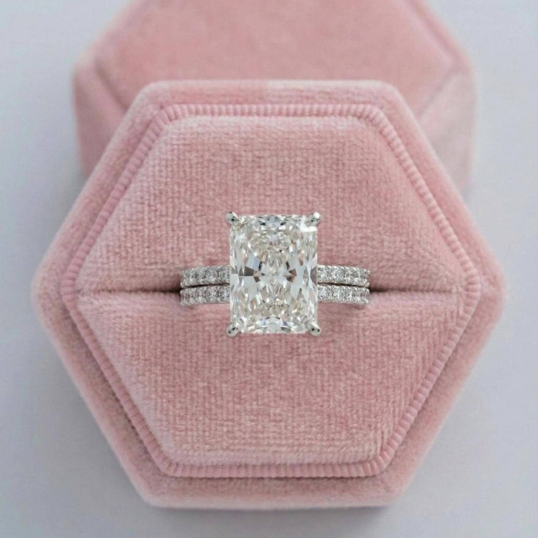 Radiant Cut Lab Diamond Wedding Ring Set