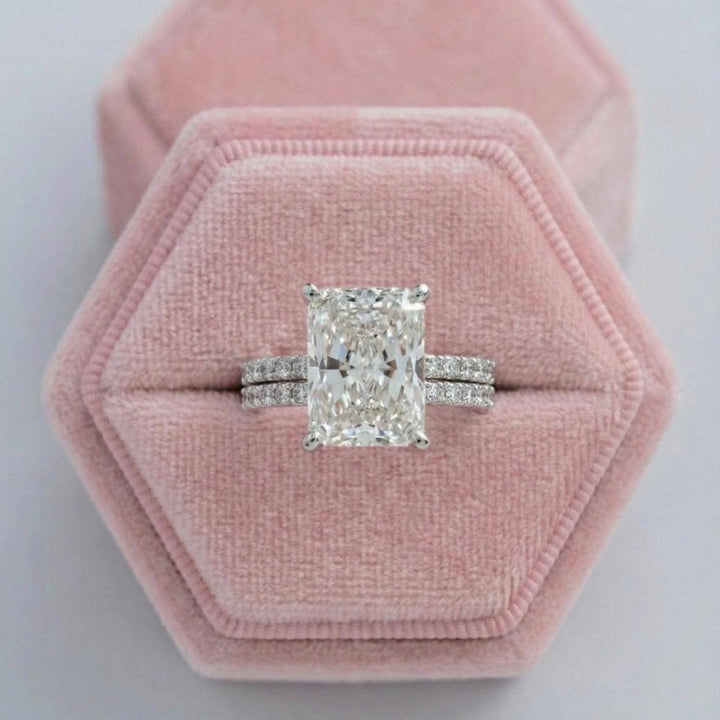 Radiant Cut Lab Diamond Wedding Ring Set