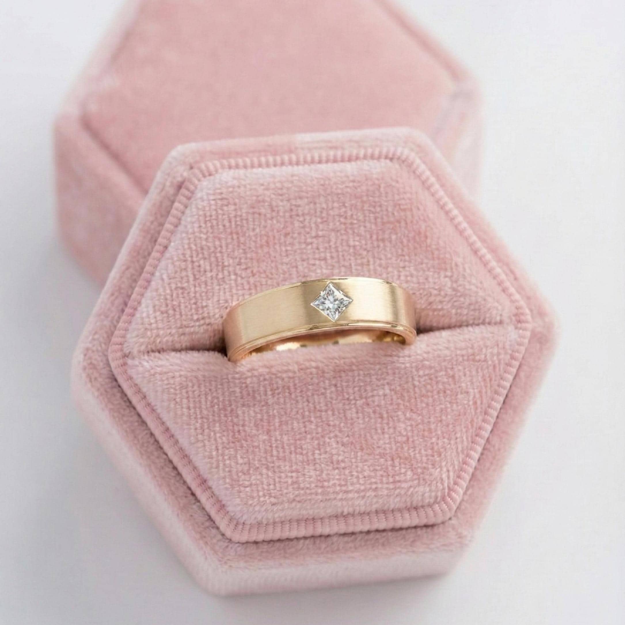 Princess Cut Lab Grown Diamond Men's Gold Ring