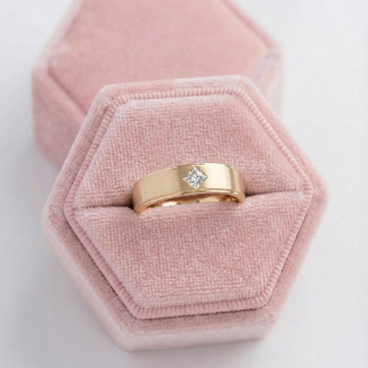 Princess Cut Lab Grown Diamond Men's Gold Ring