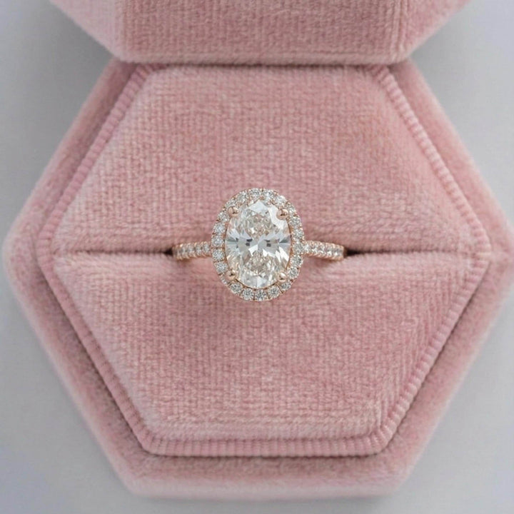Oval Lab Diamond Halo Engagement Ring