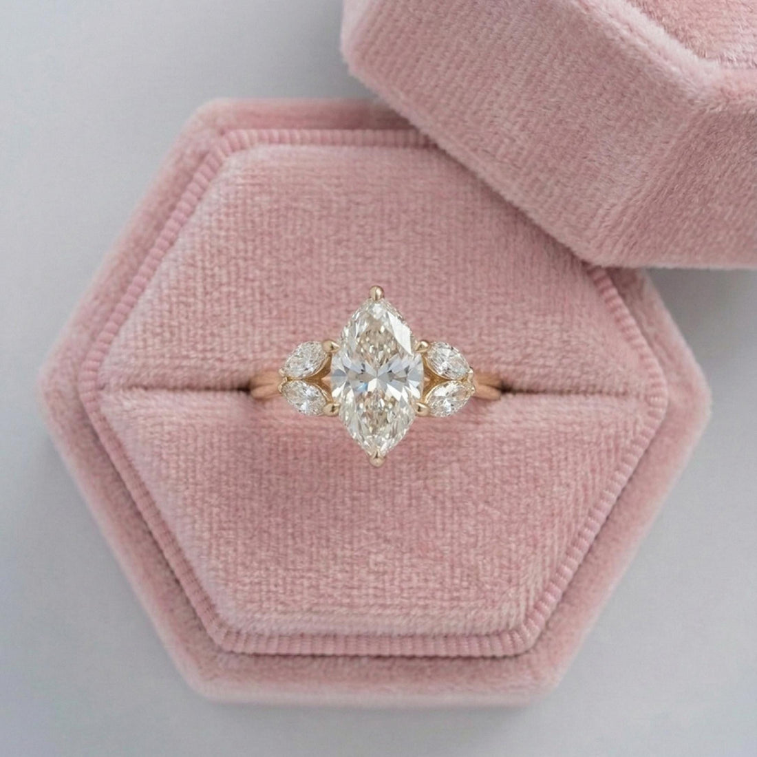 Marquise CutLab Diamond Five Stone Engagement Ring