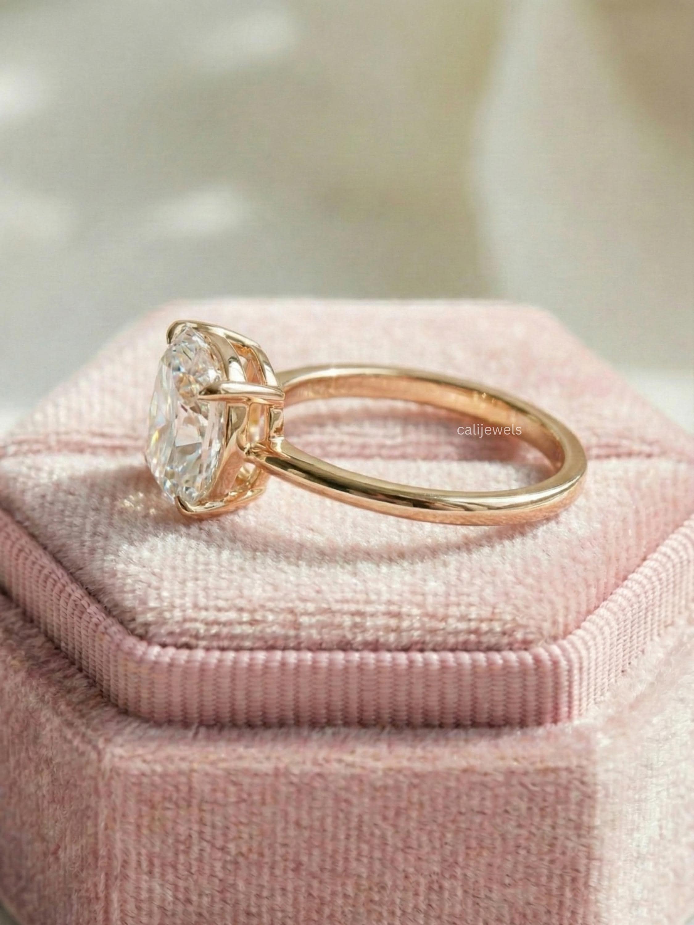 Three Stone Oval Lab Grown Diamond Engagement Ring