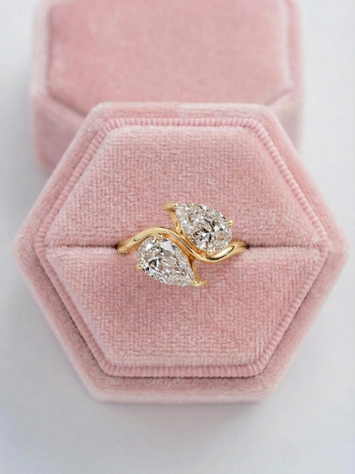Pear Cut Lab Grown Diamond Toi Et Moi Wedding Ring