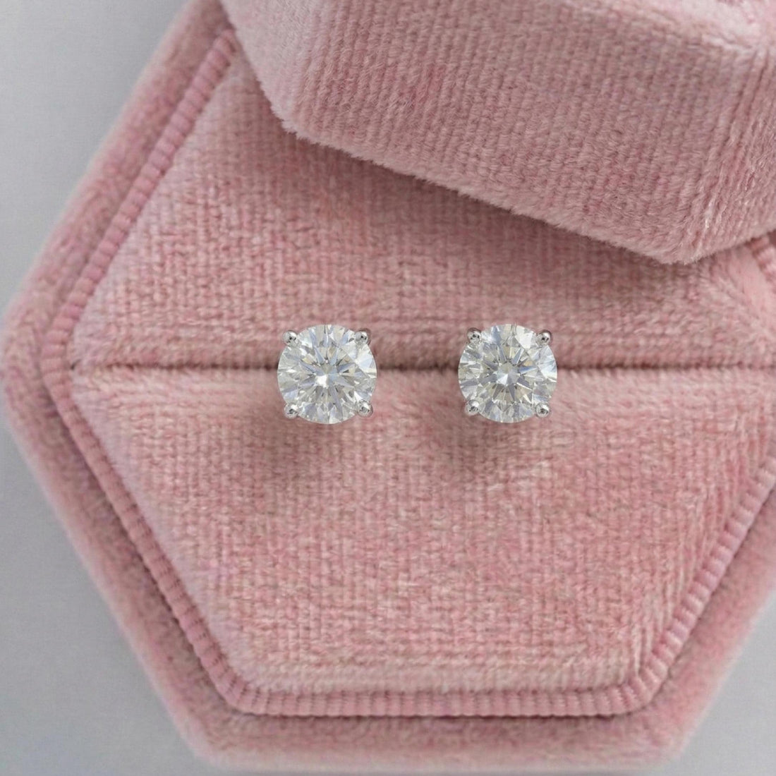Round Cut Lab Grown Diamond Stud Earrings