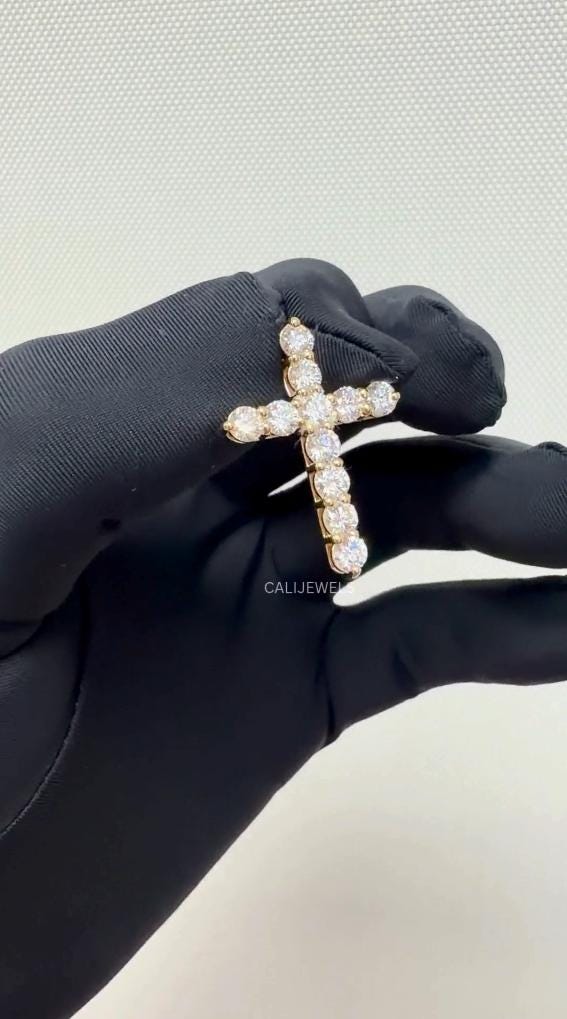 Round Lab Grown Diamond Cross Pendant