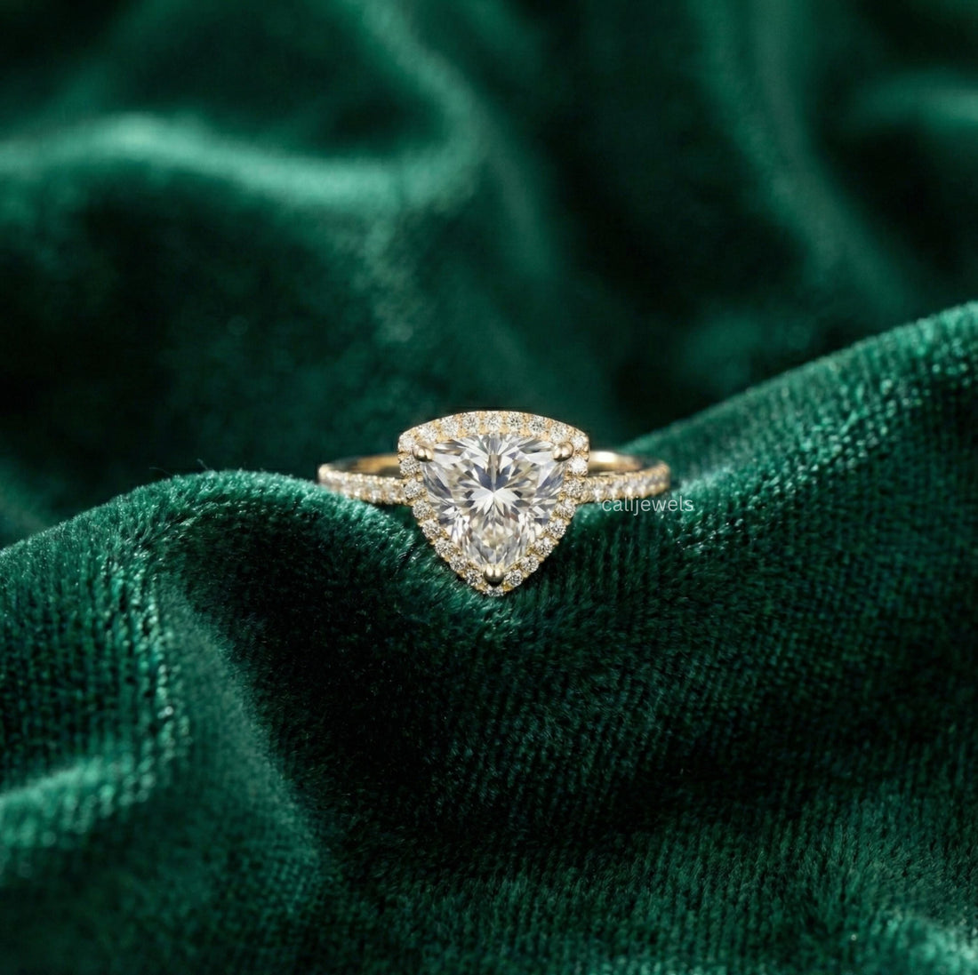 Trillion Cut Lab Grown Diamond Halo Engagement Ring