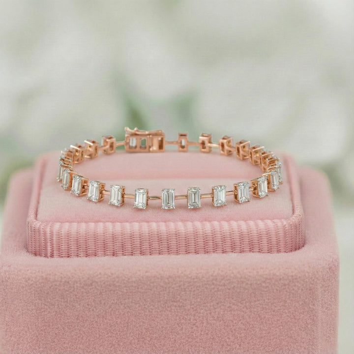 Emerald Cut Lab Grown Diamond Tennis Bracelet