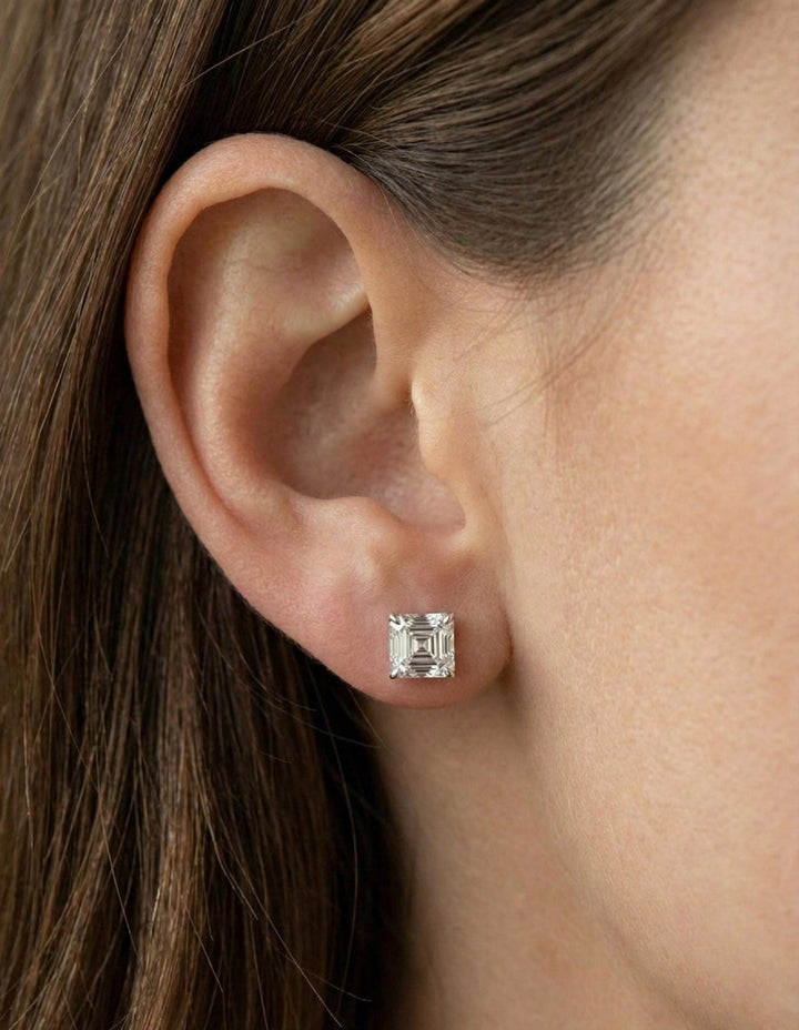 Asscher Cut Lab Grown Diamond Studs Earring