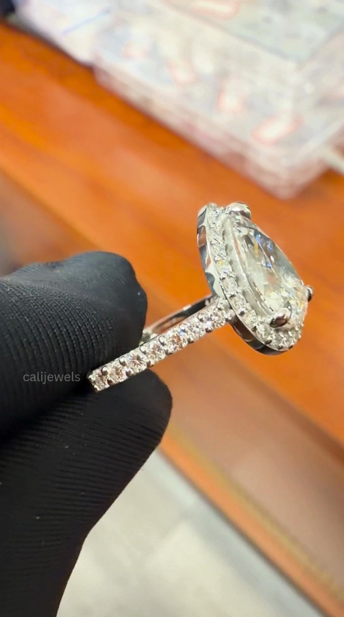 Pear Cut Lab Grown Diamond Halo Ring