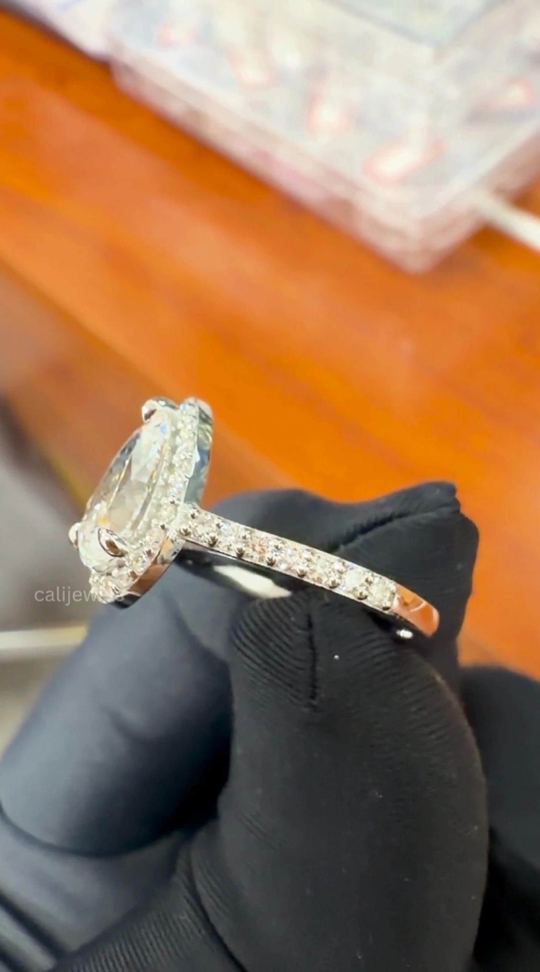 Pear Cut Lab Grown Diamond Halo Ring