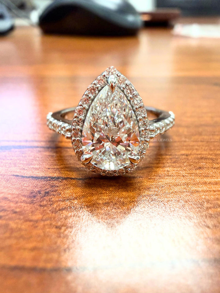 Pear Cut Lab Grown Diamond Halo Ring