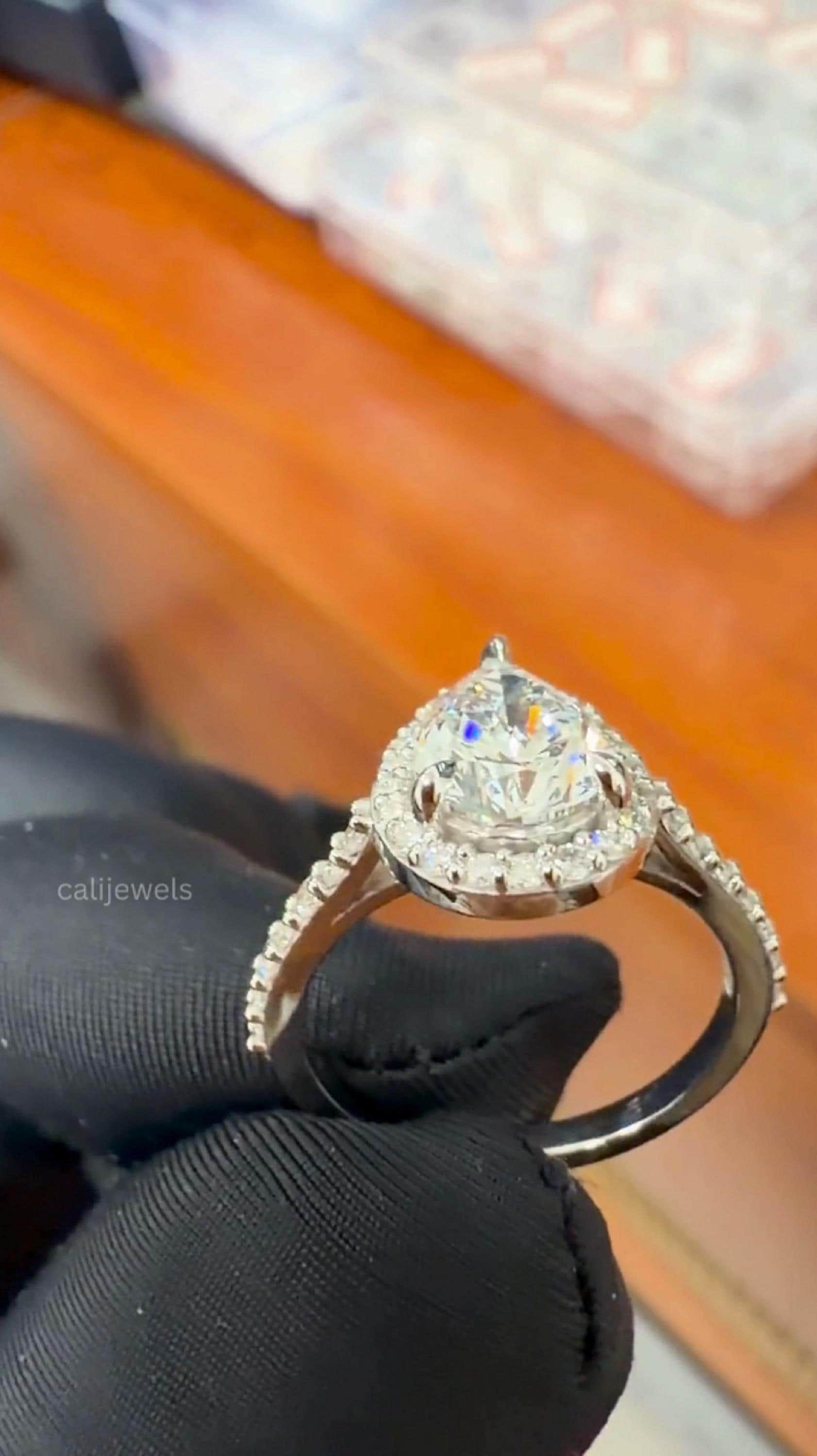 Pear Cut Lab Grown Diamond Halo Ring