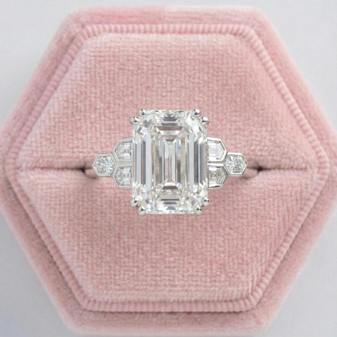 Emerald Cut Lab Diamond Art Deco Engagement Ring