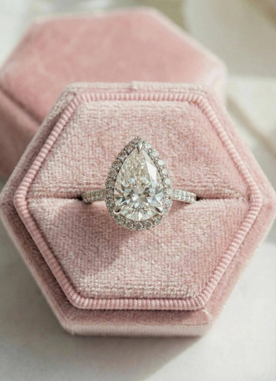 Pear Cut Lab Grown Diamond Halo Ring