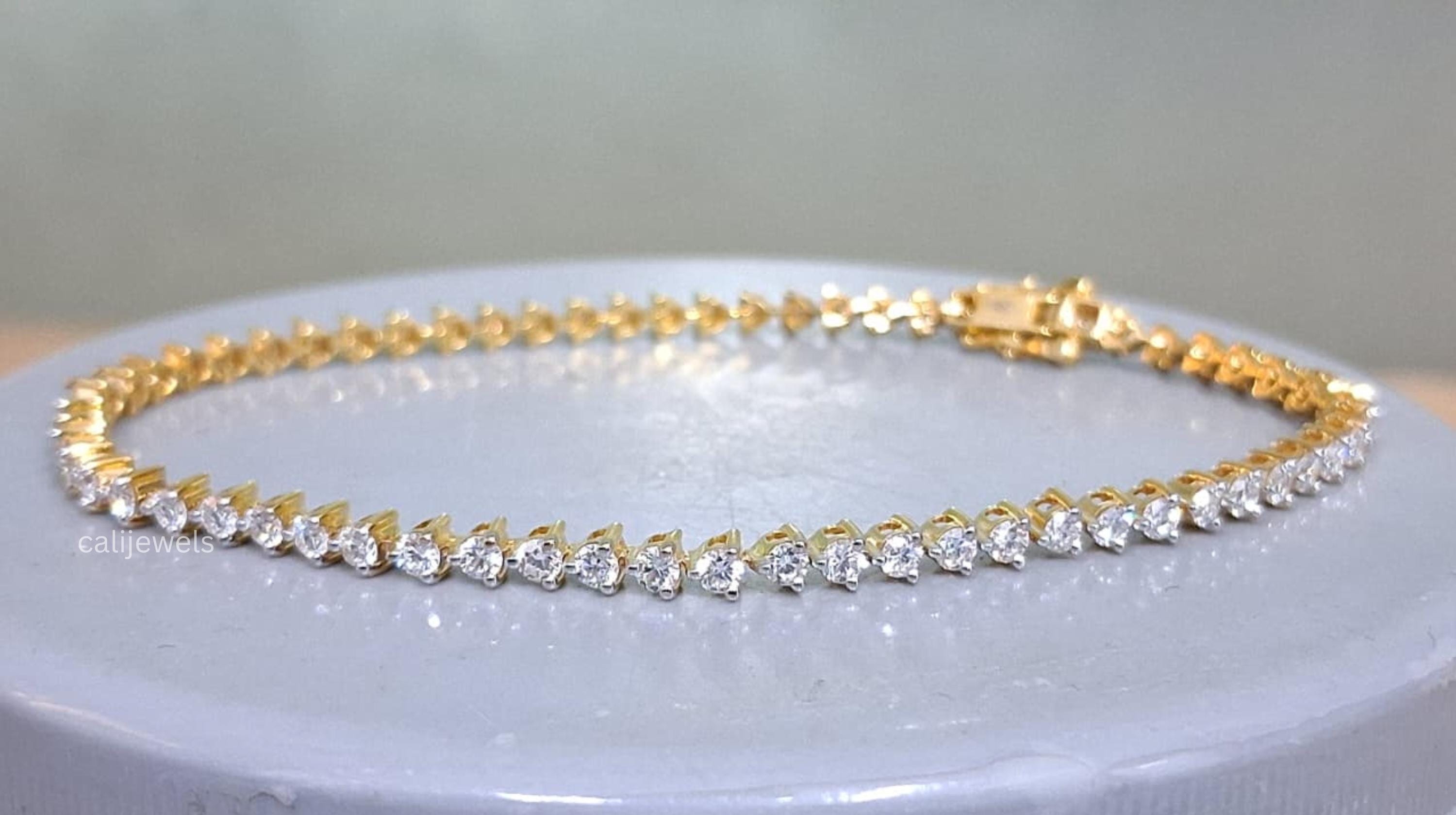 2.00 MM Round Cut Lab Grown Diamond Tennis Bracelet