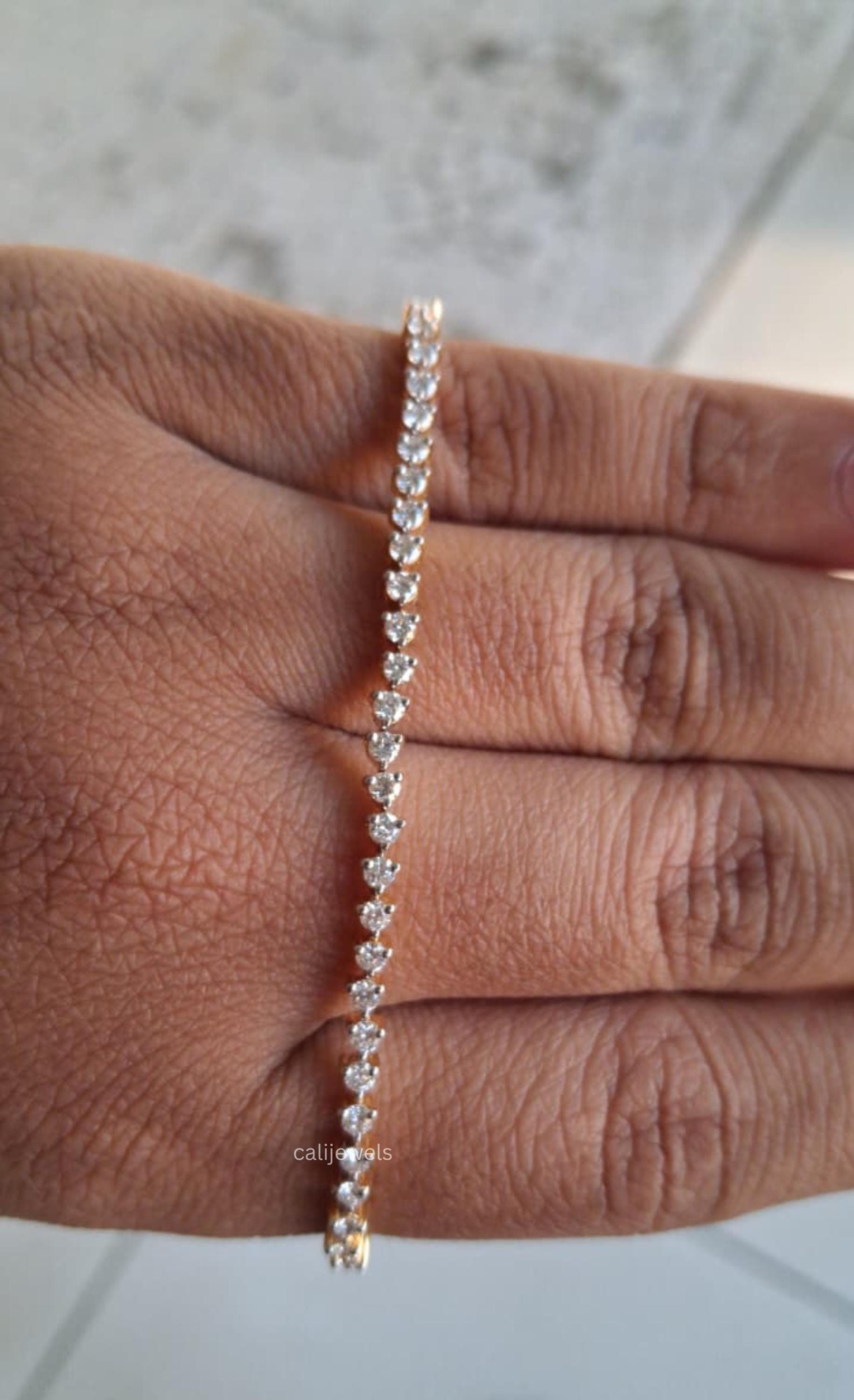 2.00 MM Round Cut Lab Grown Diamond Tennis Bracelet
