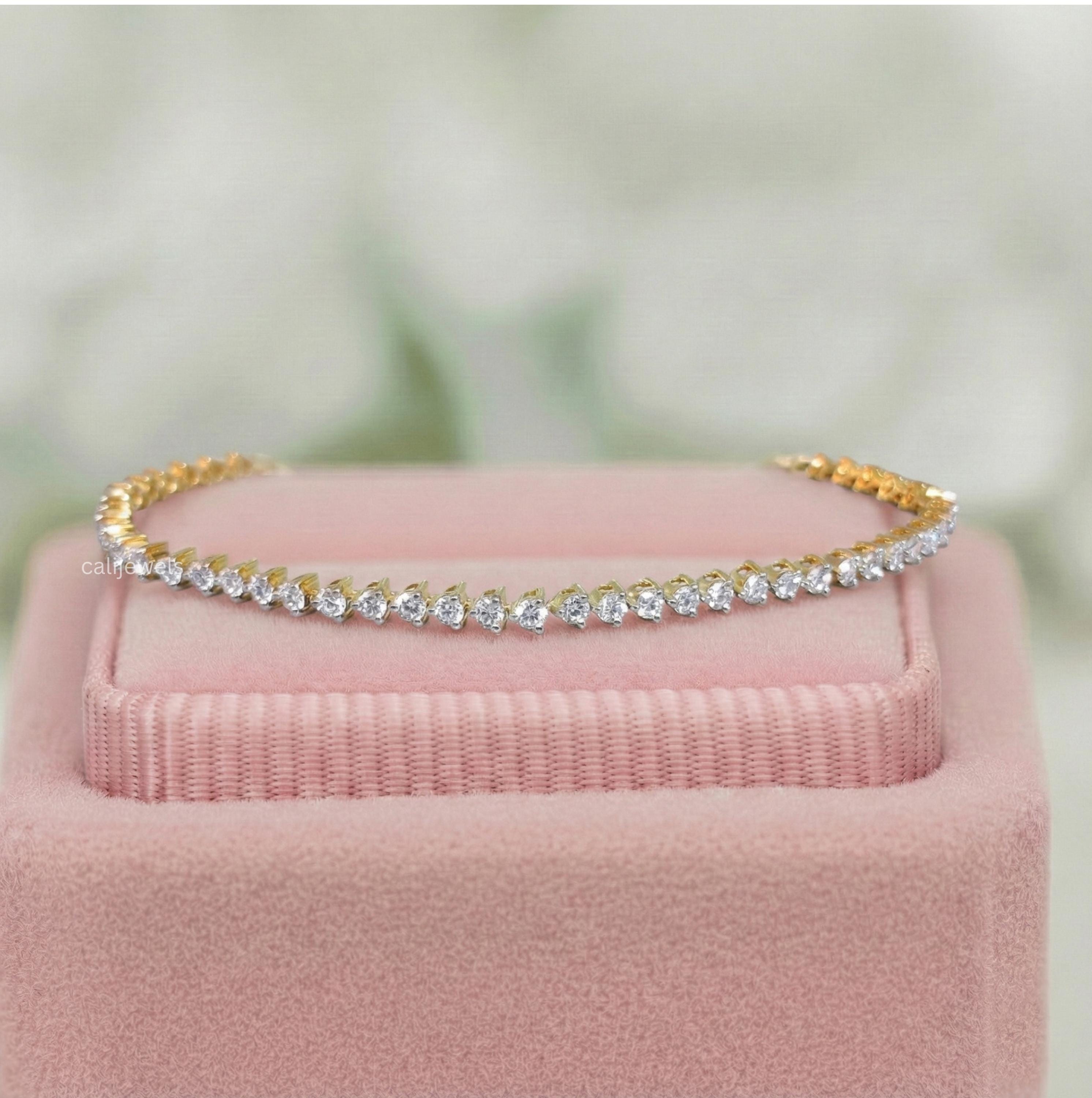 2.00 MM Round Cut Lab Grown Diamond Tennis Bracelet