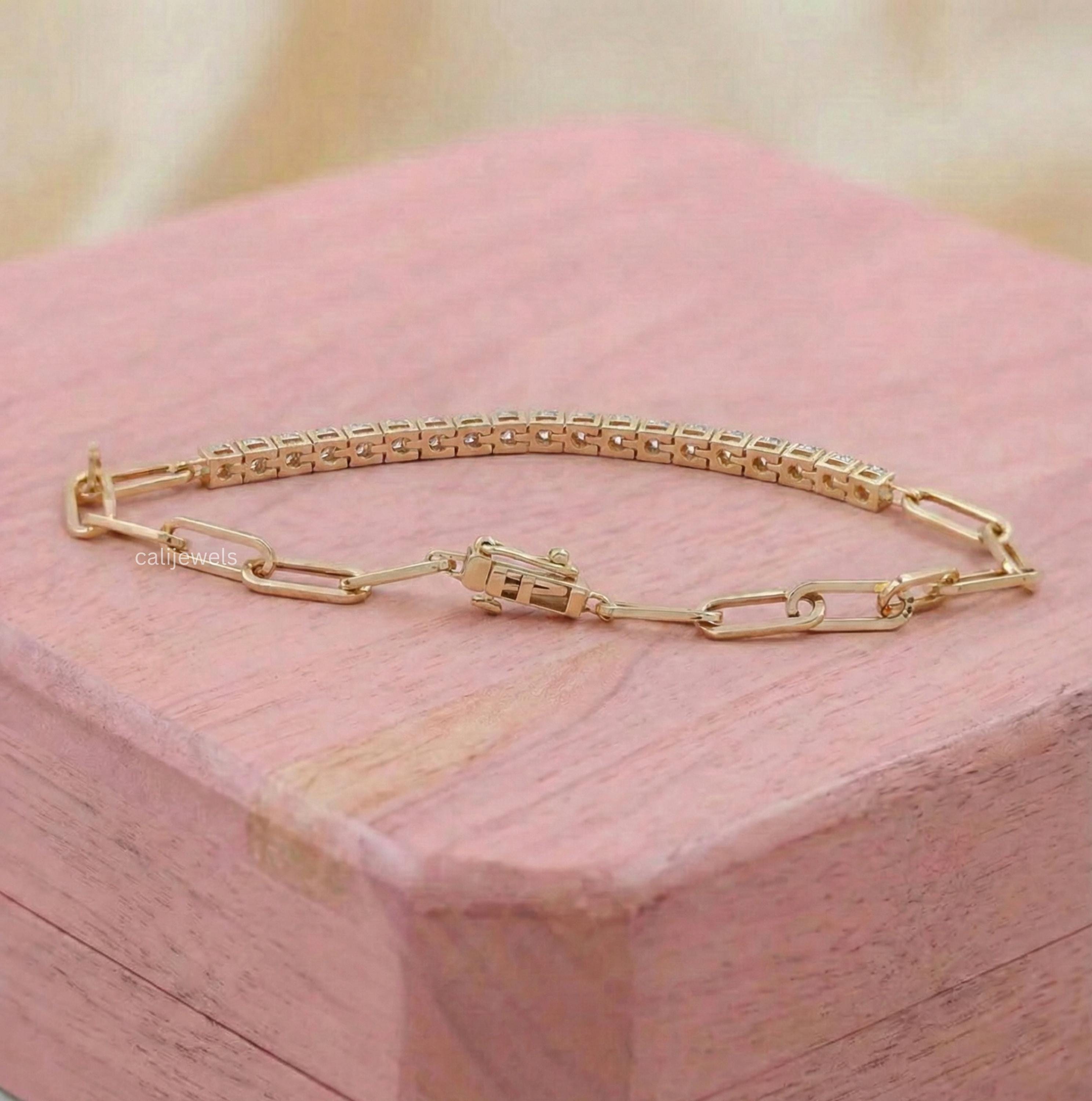 2.50 MM Round Diamond Half Tennis Half Chain Bracelet