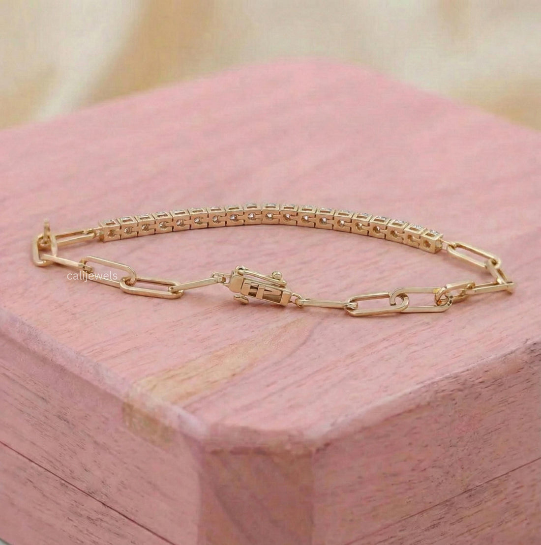 2.50 MM Round Diamond Half Tennis Half Chain Bracelet