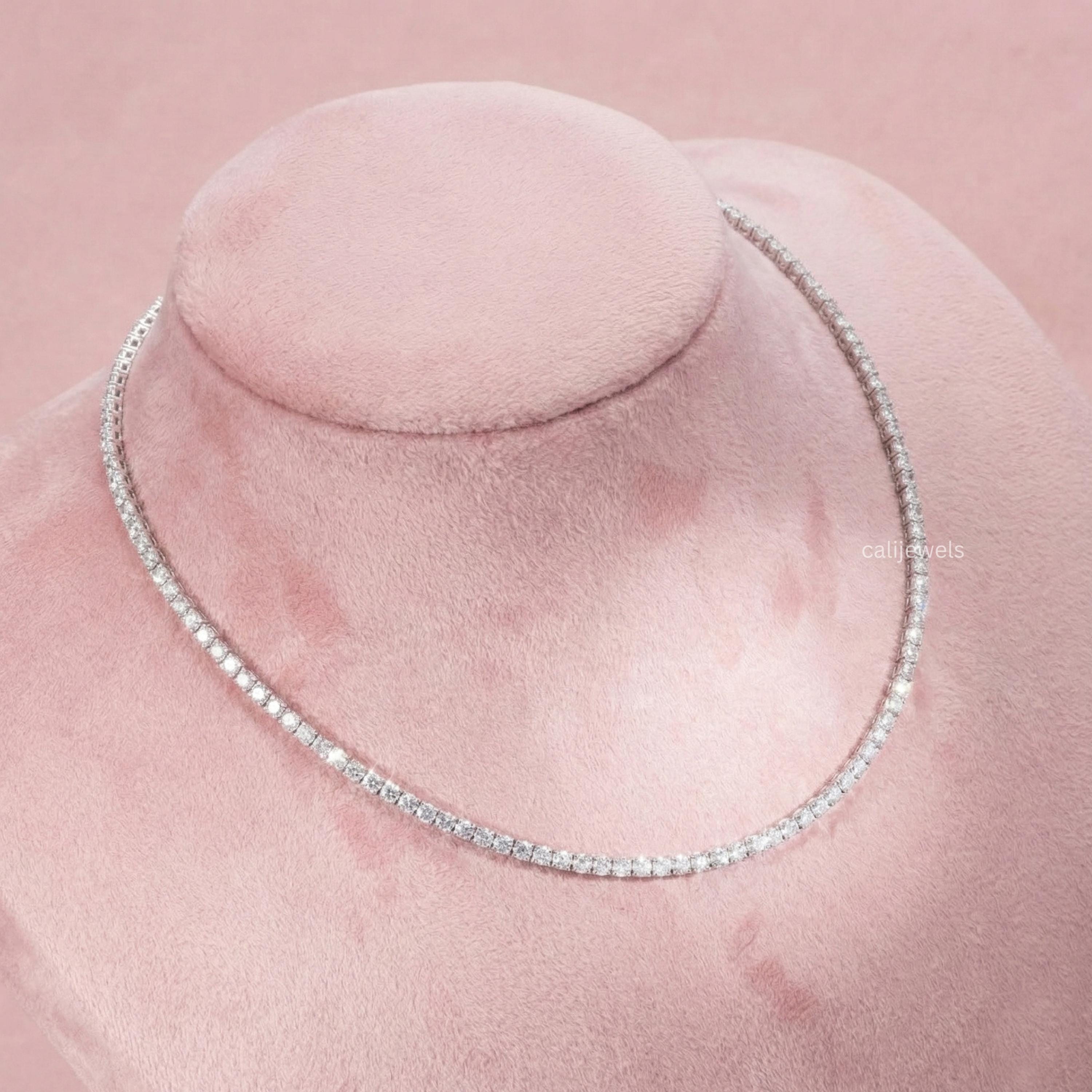 3.00 MM Round Cut Lab Diamond Tennis Necklace