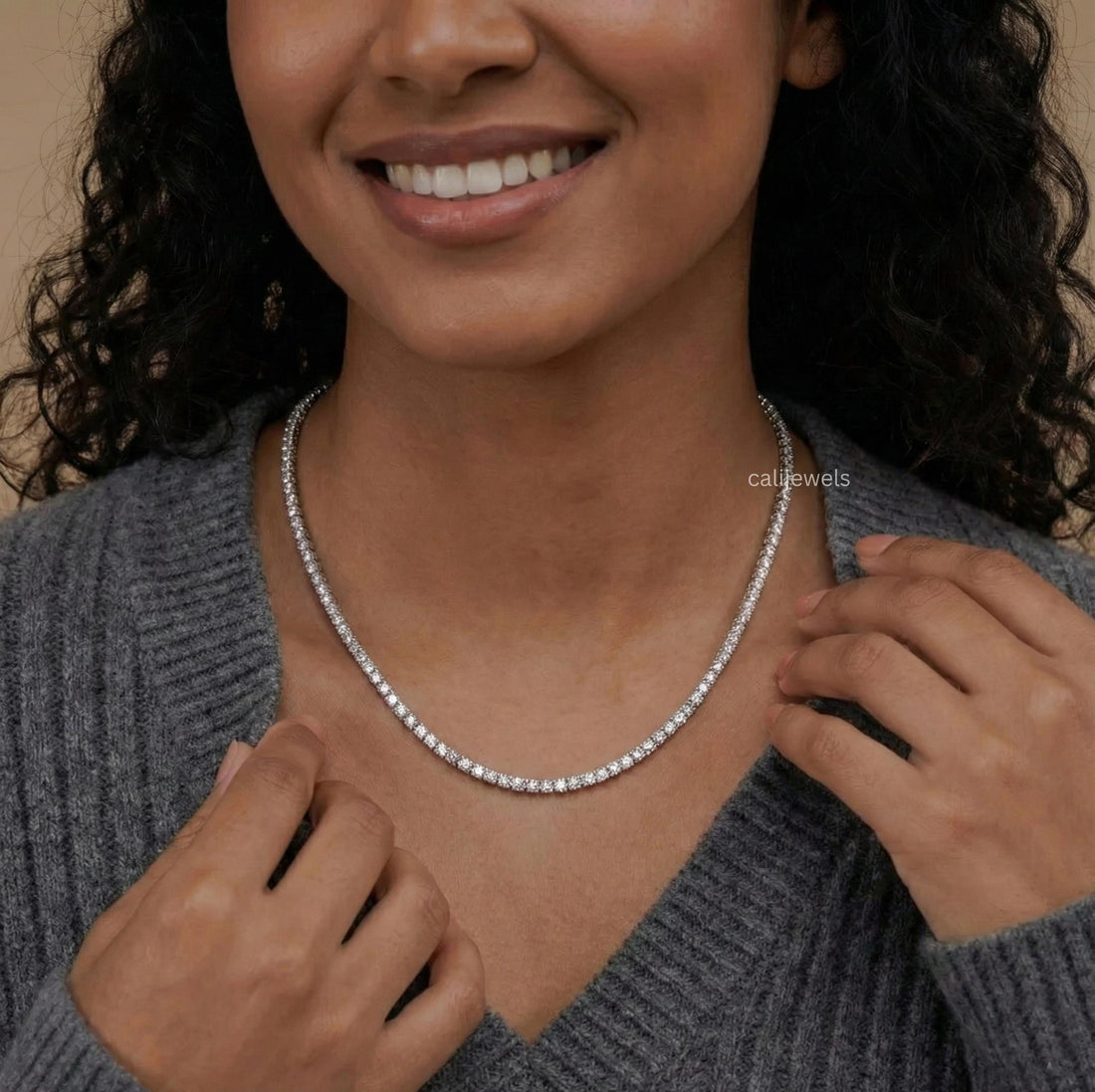 3.00 MM Round Cut Lab Diamond Tennis Necklace