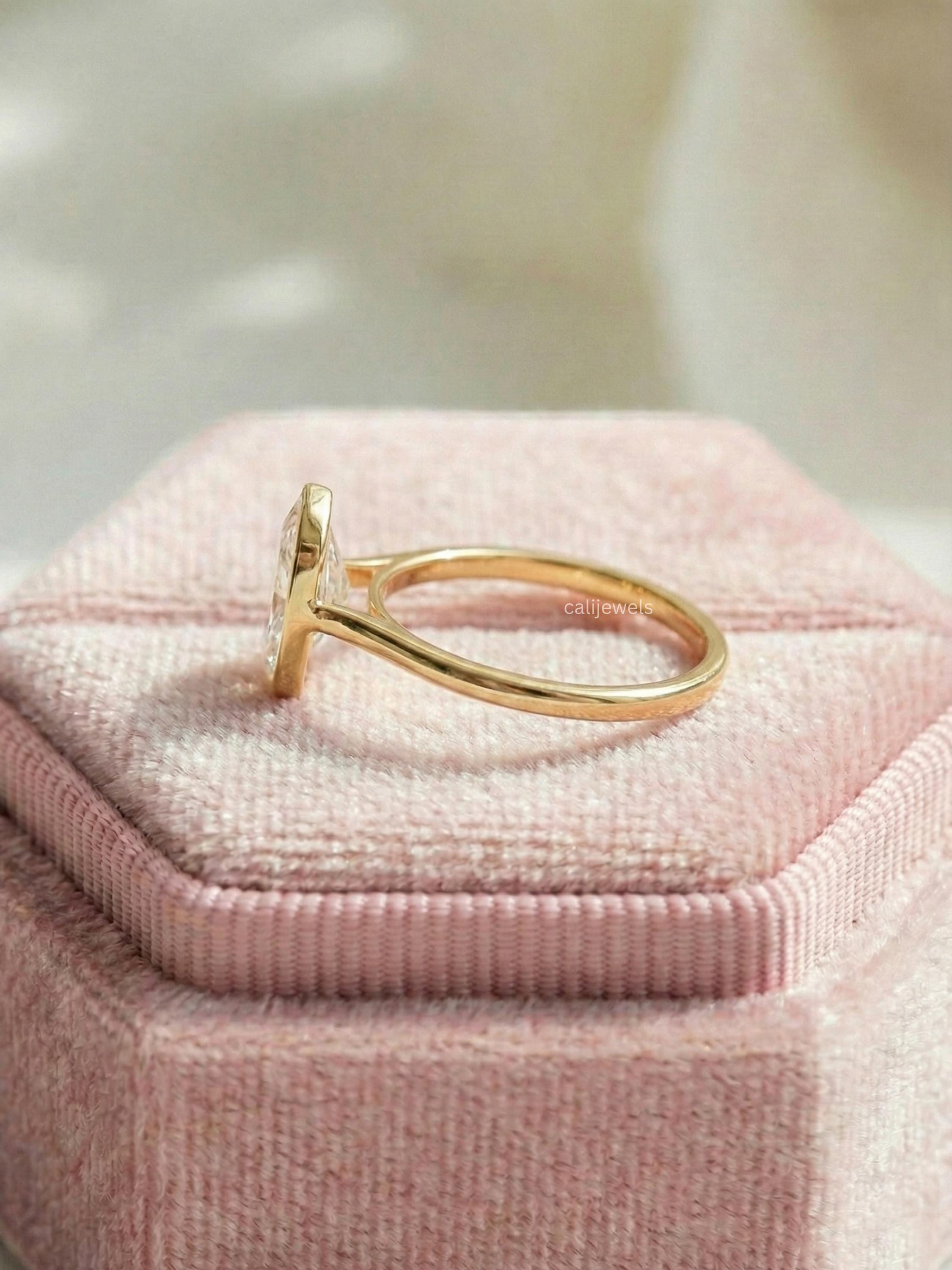 Radiant Cut Lab Grown Diamond Solitaire Bezel Set Engagement Ring