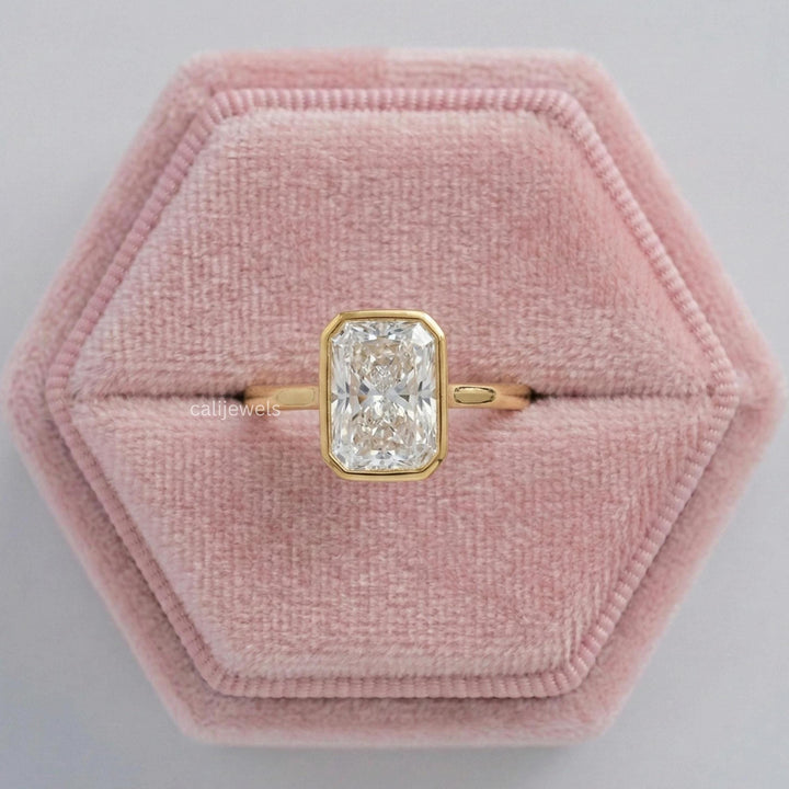 Radiant Cut Lab Grown Diamond Solitaire Bezel Set Engagement Ring