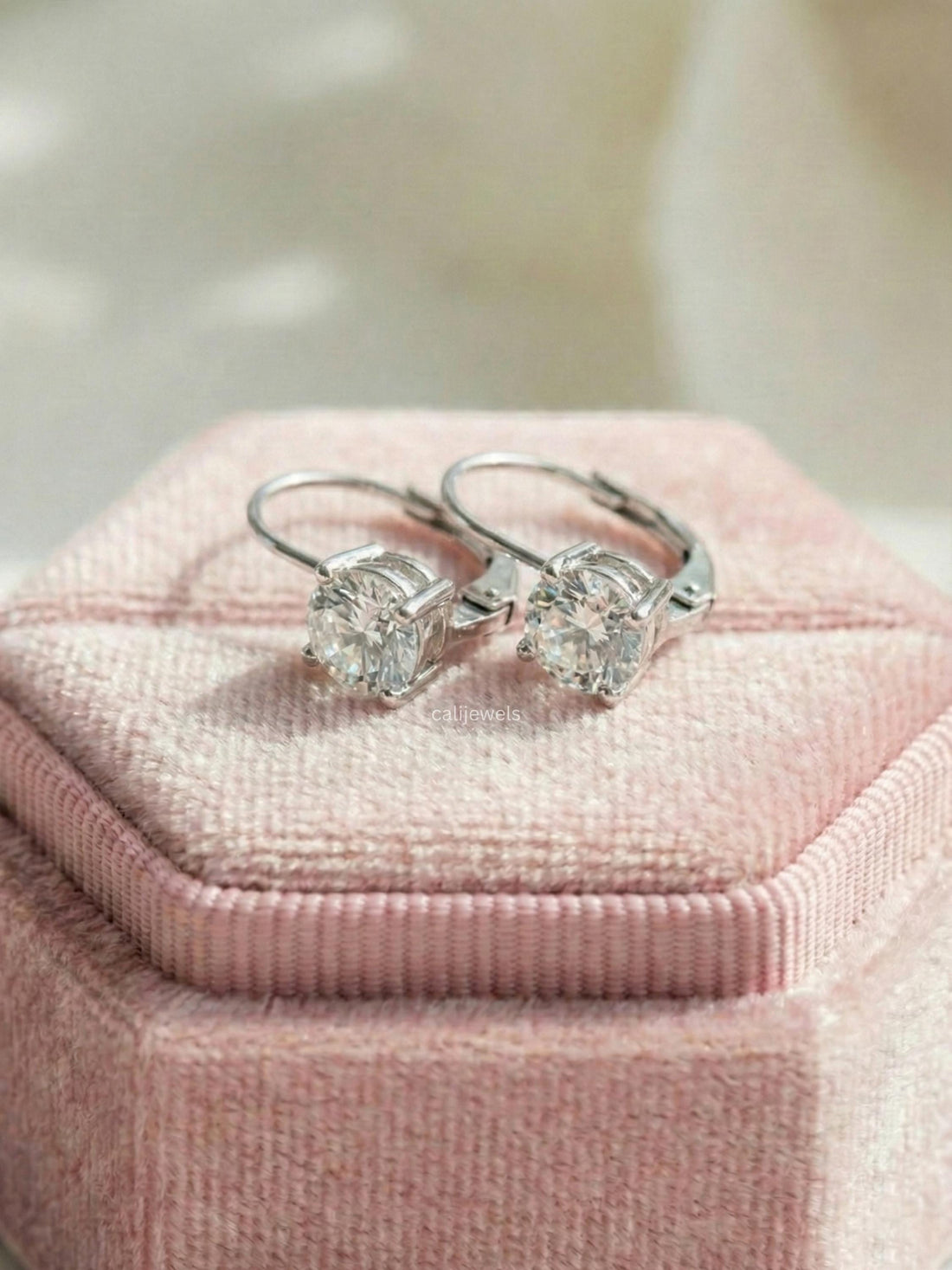 Round Lab Diamond Bridesmaid Solitaire Drop Earrings