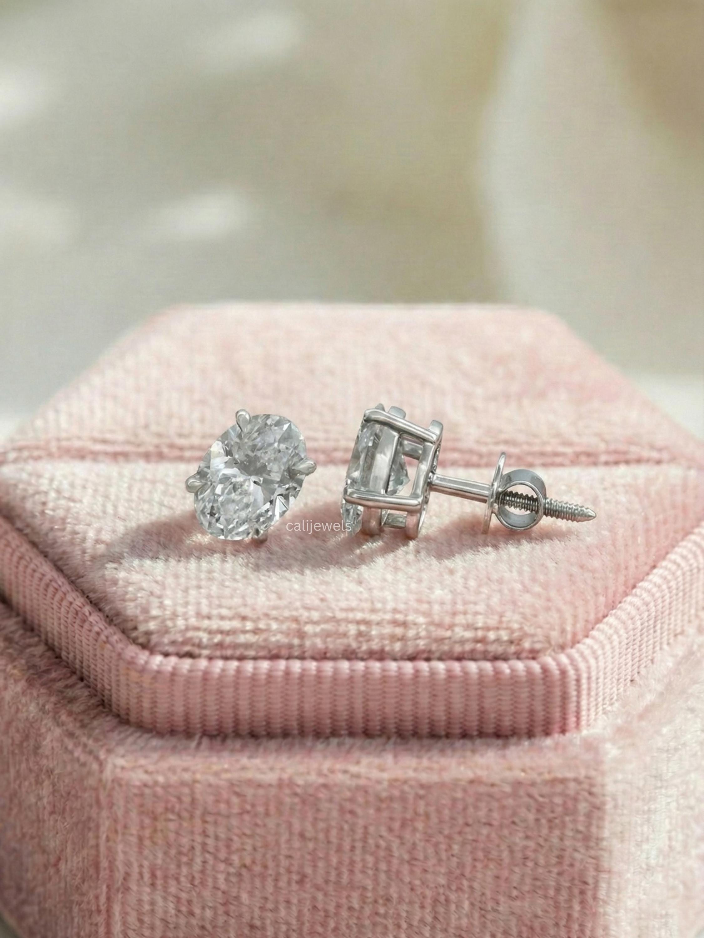 Oval Lab Grown Diamond Stud Earrings
