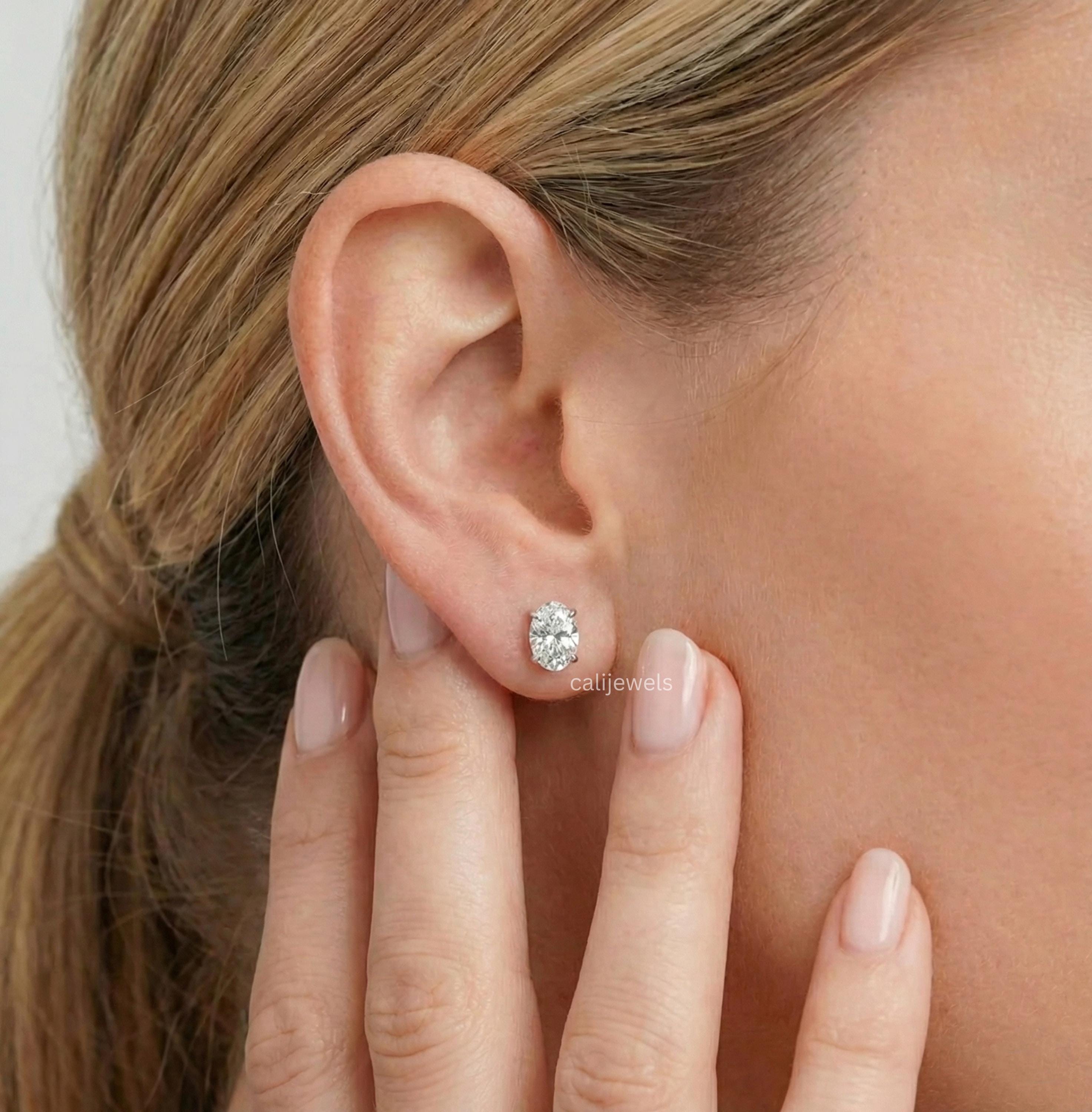 Oval Lab Grown Diamond Stud Earrings