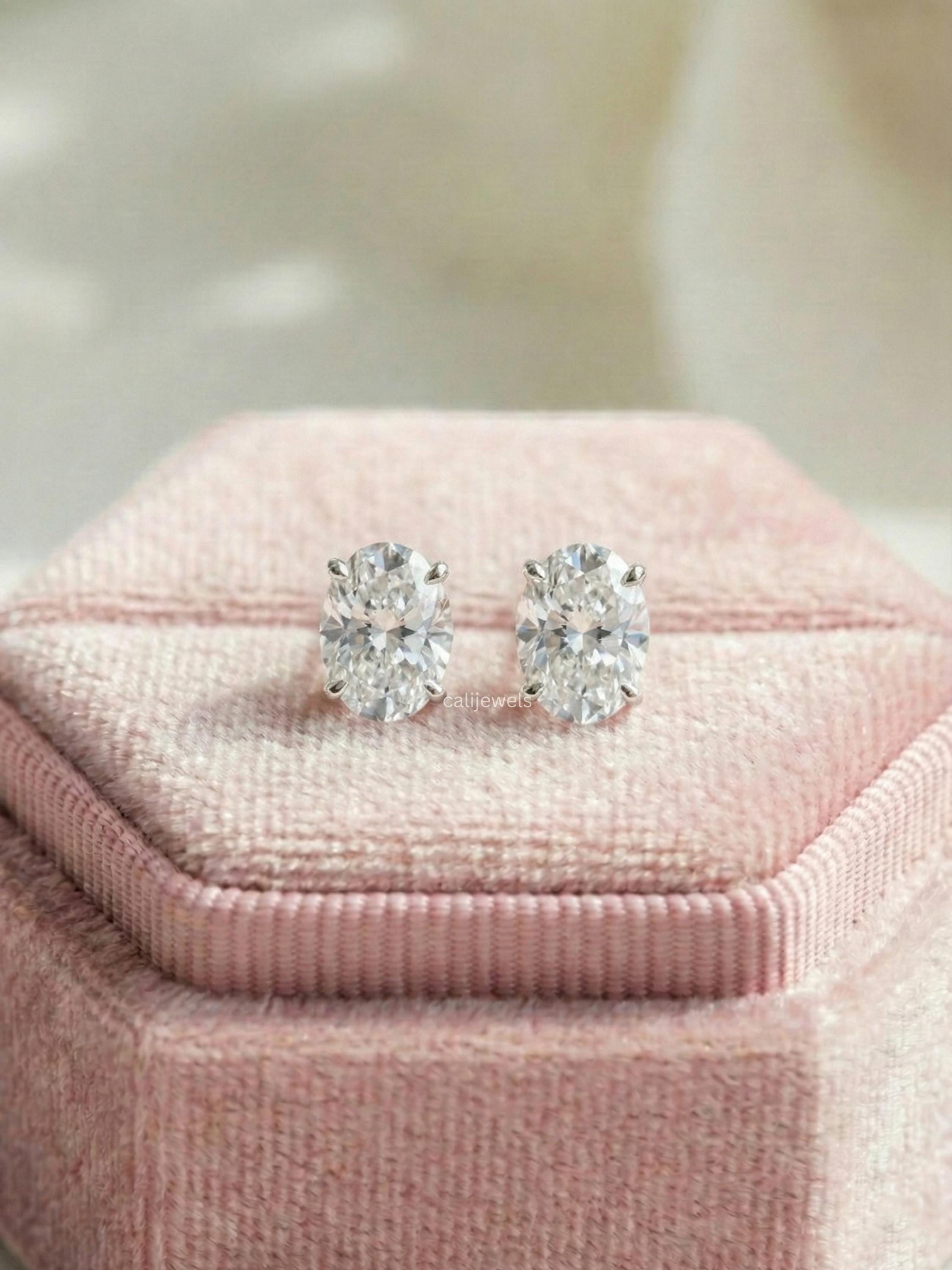 Oval Lab Grown Diamond Stud Earrings
