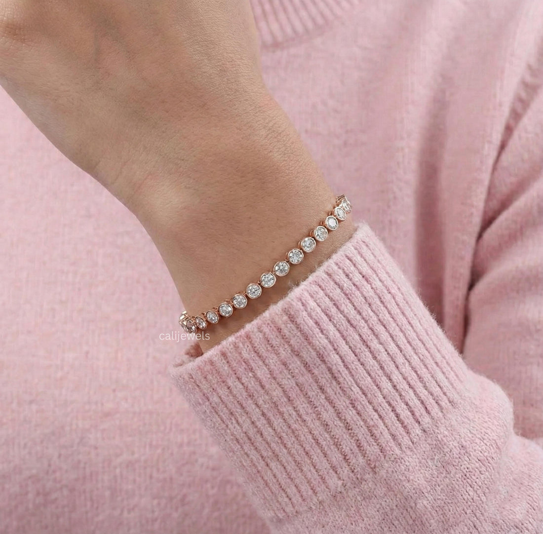 3.00 MM Round Lab Grown Diamond  Bezel Set Tennis Bracelet