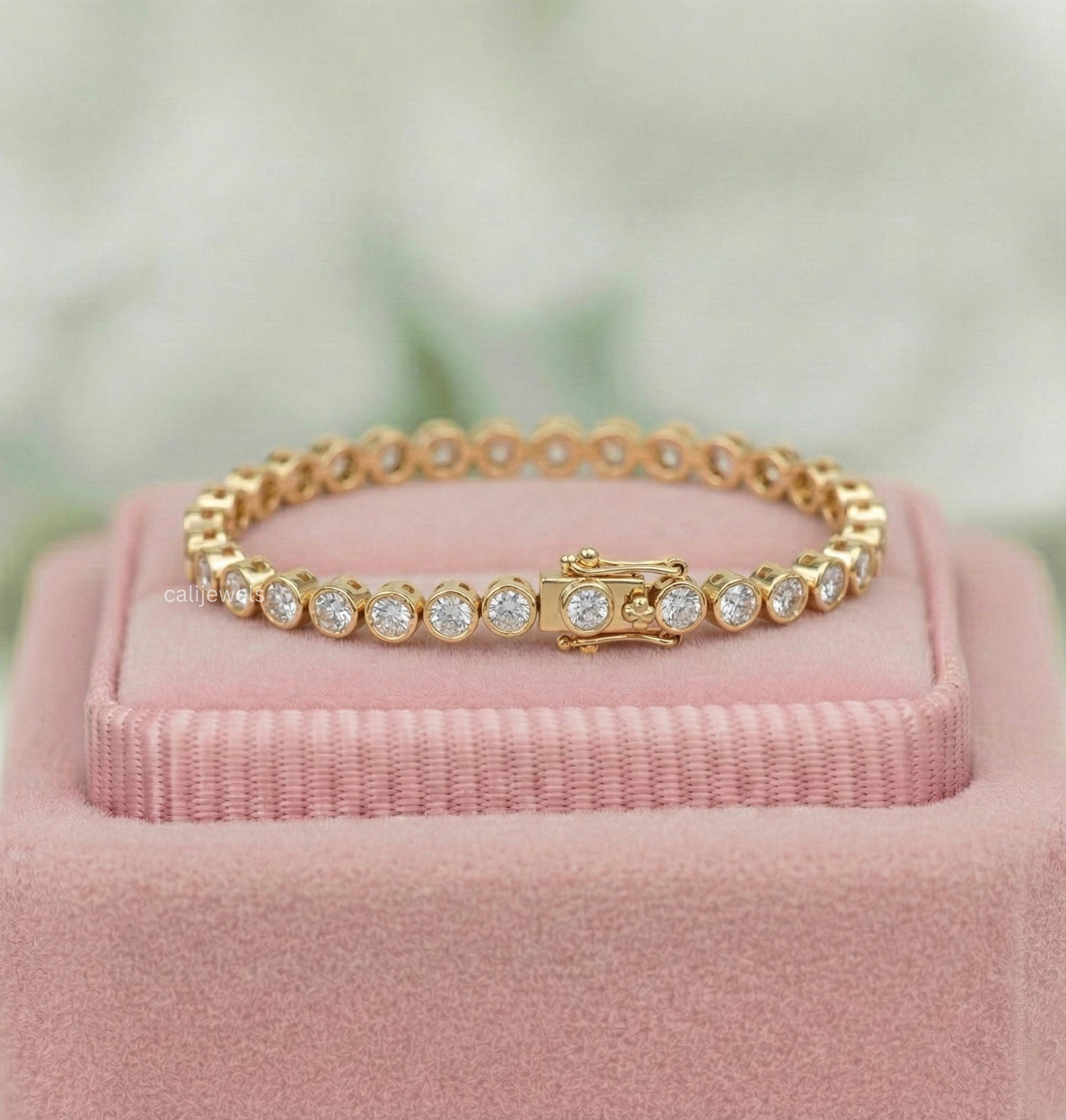 3.00 MM Round Lab Grown Diamond  Bezel Set Tennis Bracelet