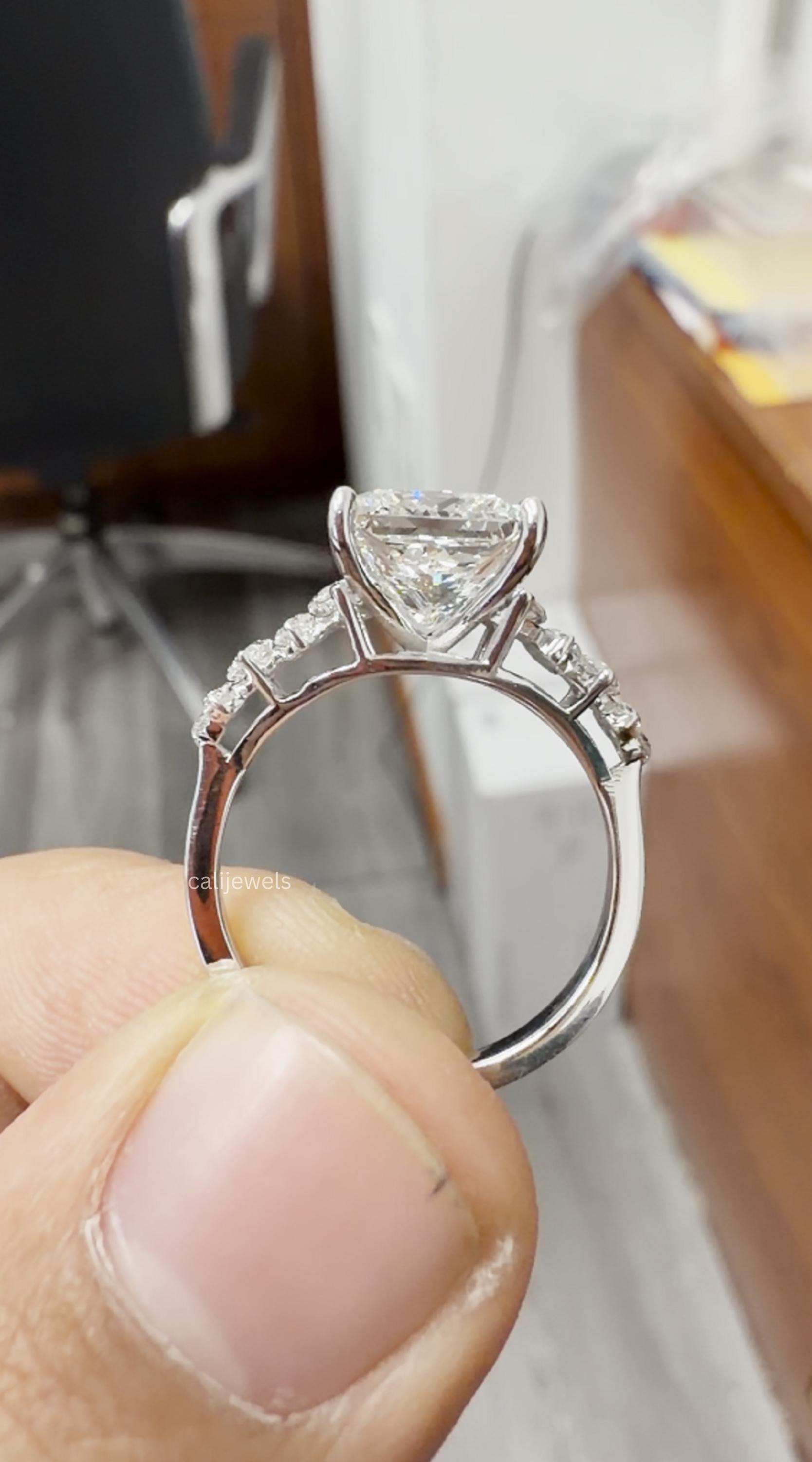 Princess Cut Lab Grown Diamond Engagement Ring