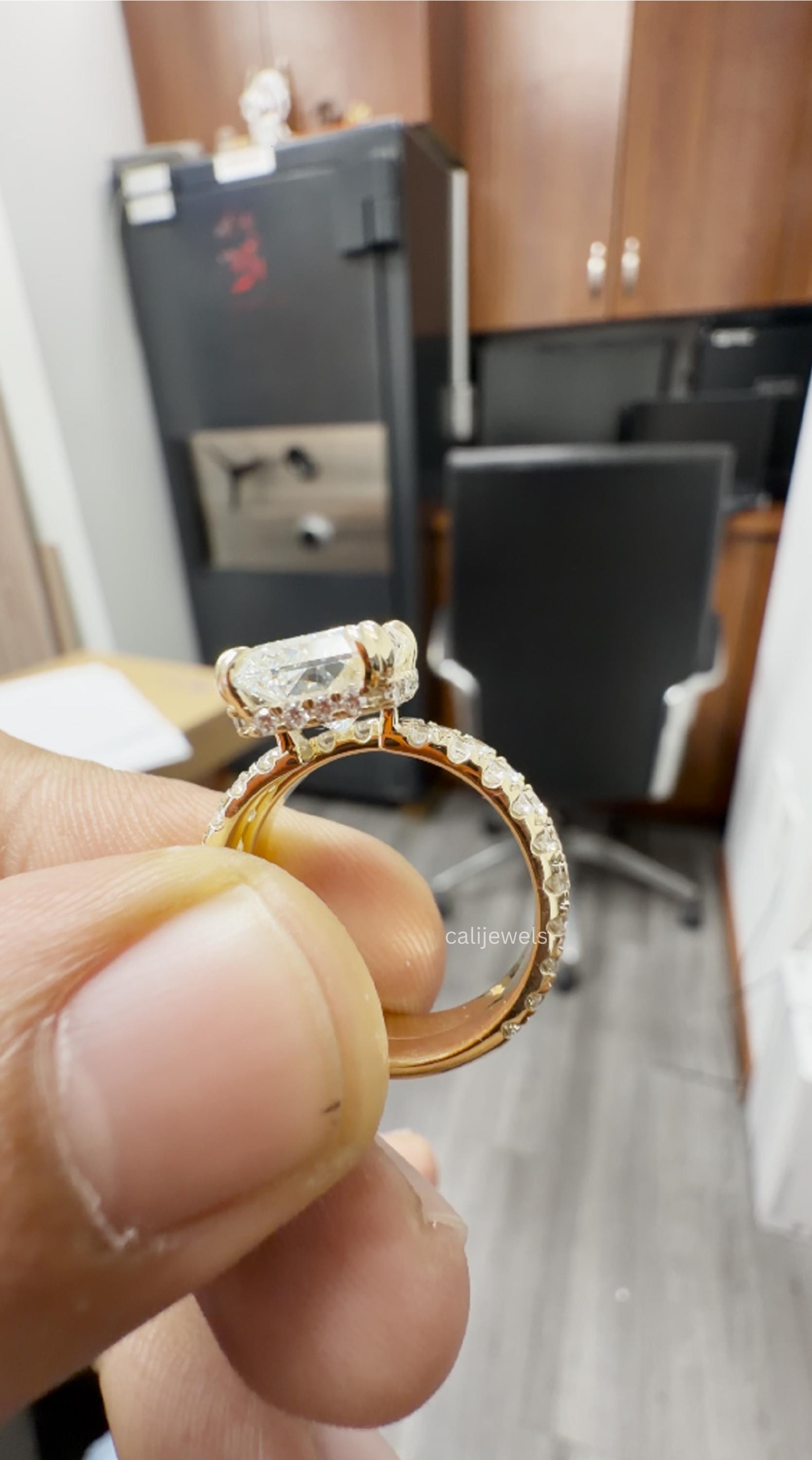 Radiant Cut Lab Diamond Wedding Ring Set
