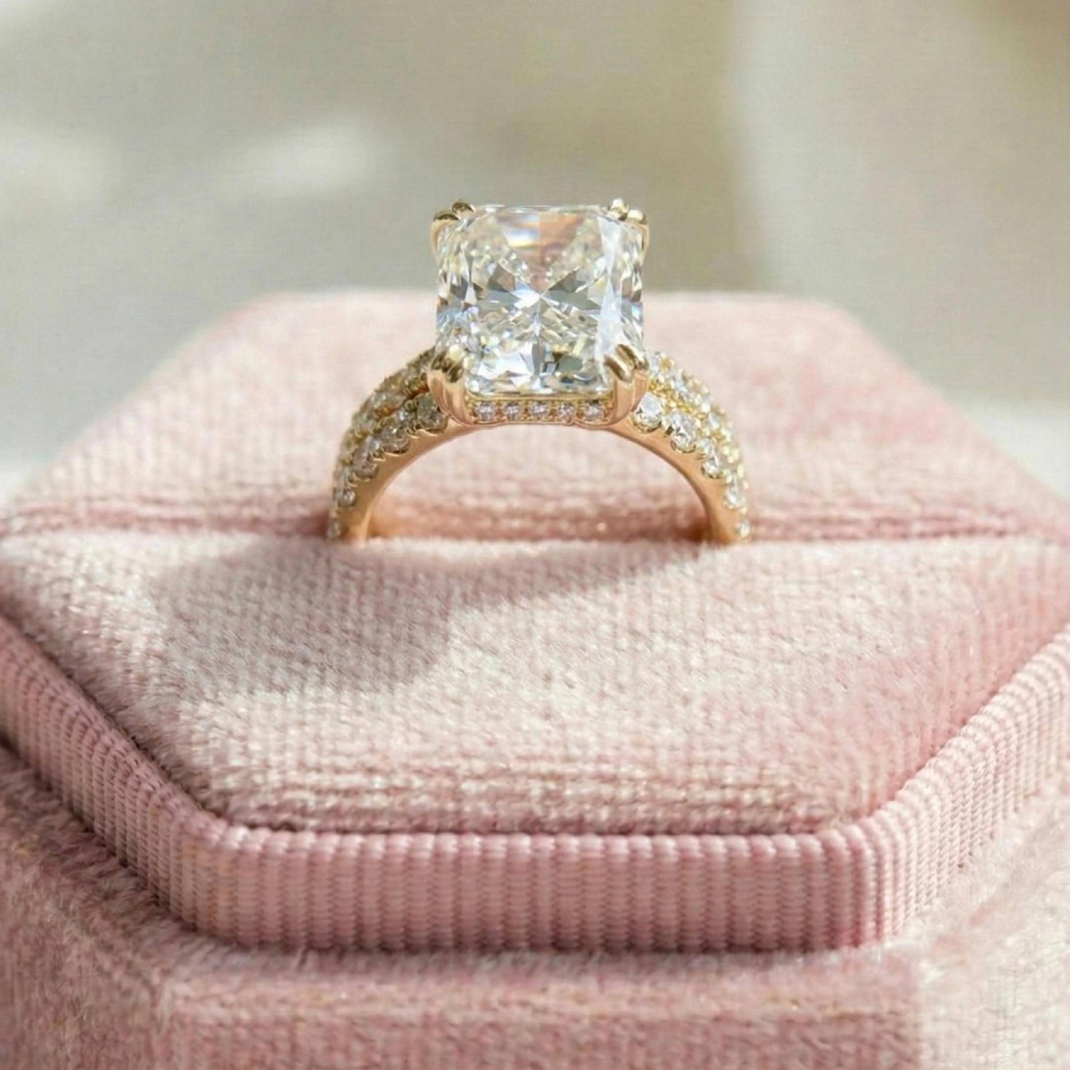 Radiant Cut Lab Diamond Wedding Ring Set