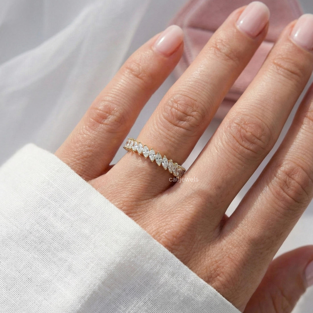 Marquise Cut Lab Grown Diamond Full Eternity Band