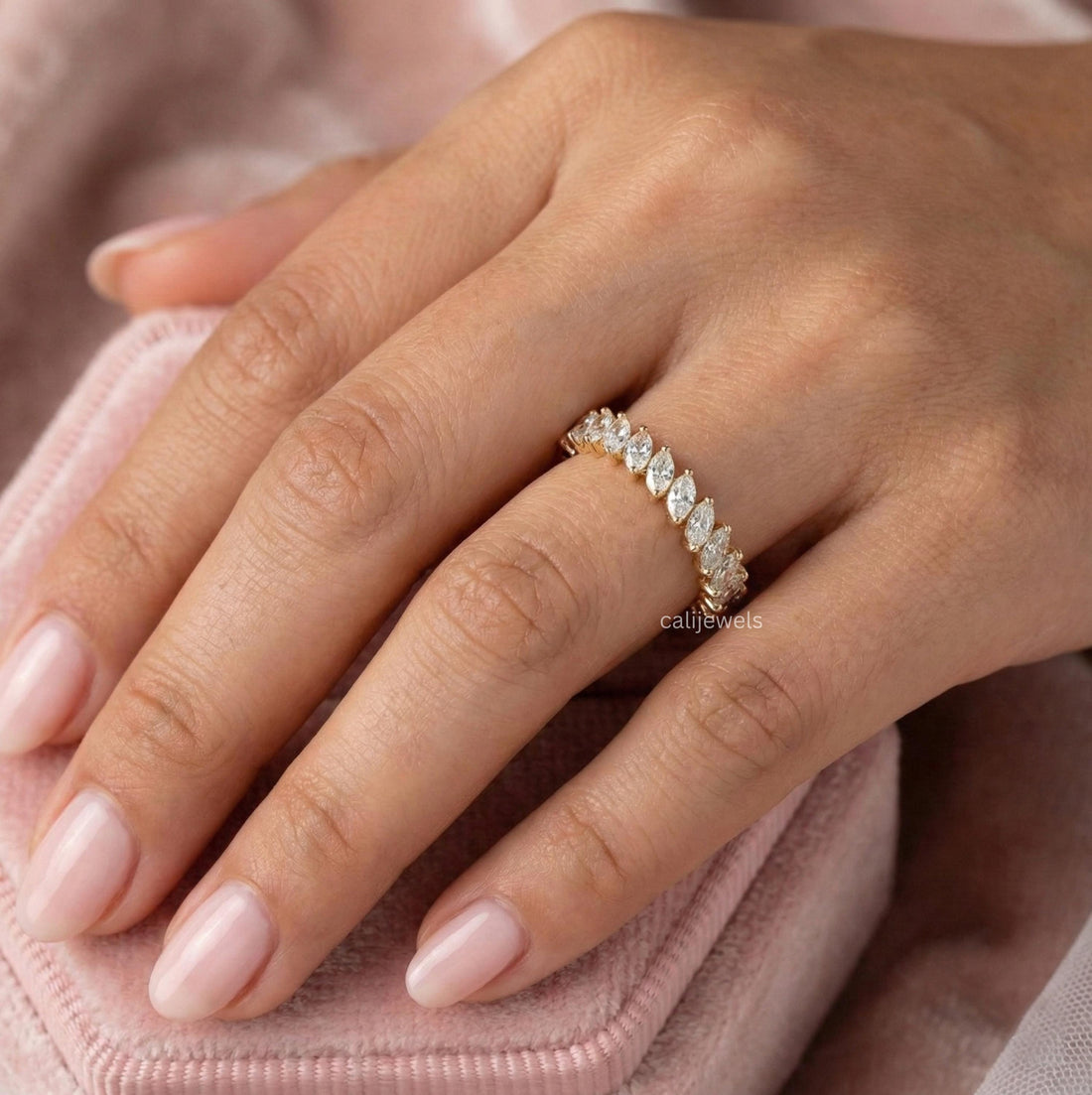 Marquise Cut Lab Grown Diamond Full Eternity Band