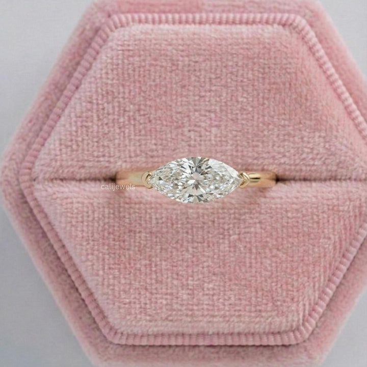 Marquise Cut Lab Diamond East - West Solitaire Ring