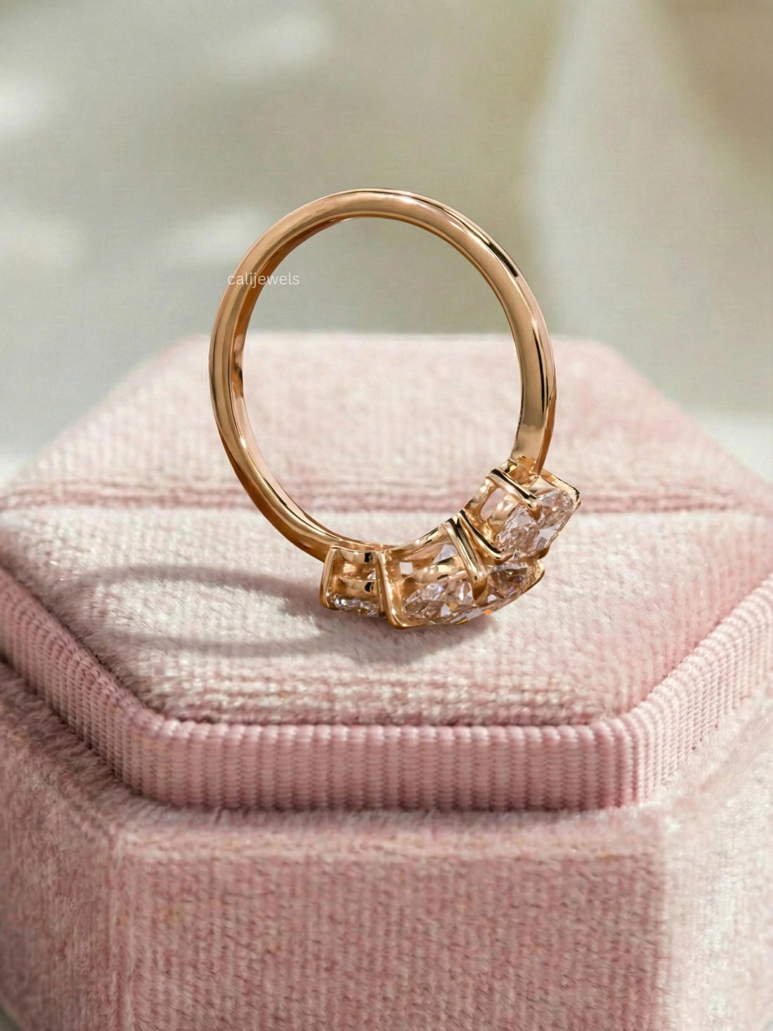 Three Stone Oval Lab Grown Diamond Engagement Ring