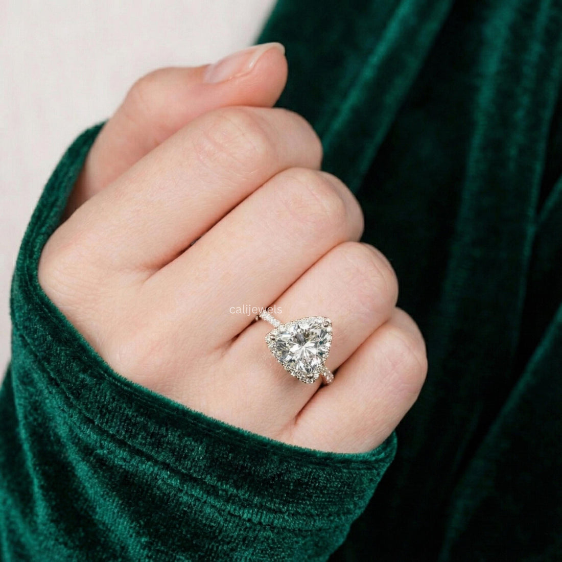 Trillion Cut Lab Grown Diamond Halo Engagement Ring