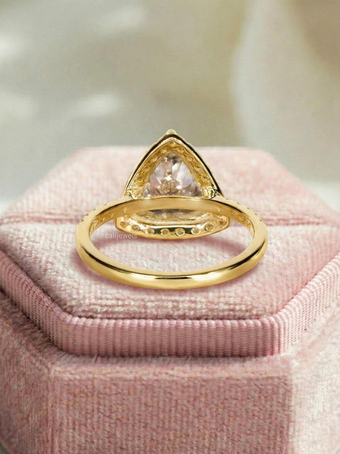 Trillion Cut Lab Grown Diamond Halo Engagement Ring