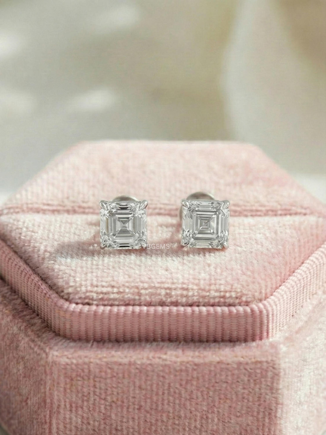 Asscher Cut Lab Grown Diamond Studs Earring