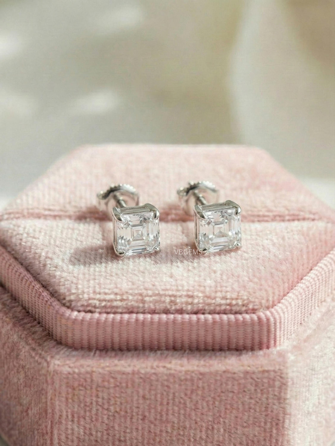 Asscher Cut Lab Grown Diamond Studs Earring